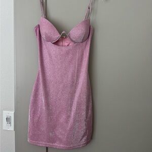 Glittering Pink Mini Dress